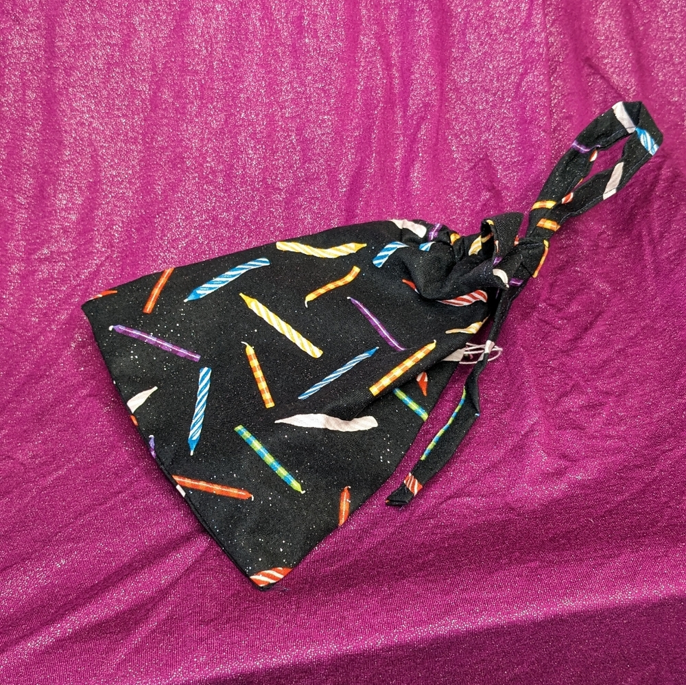 Reusable Sparkle Birthday Candle Drawstring Giftbag- Fabric Ribbon